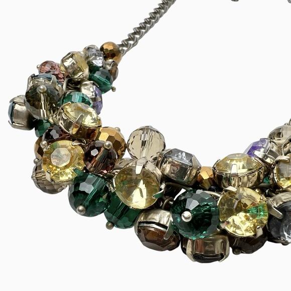Loft Cha Cha Necklace Faceted Cluster Beads Colorful Layered Silver Tone Chain - Picture 4 of 16